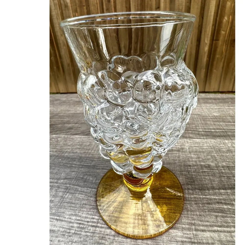Abigail's Portugal Rare Blown Amber Base Grape Iced Tea Footed Tumblers-Set of 3